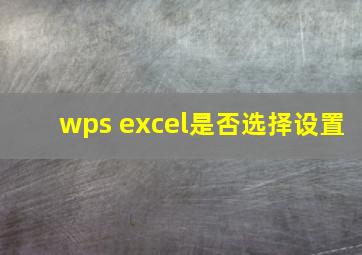 wps excel是否选择设置